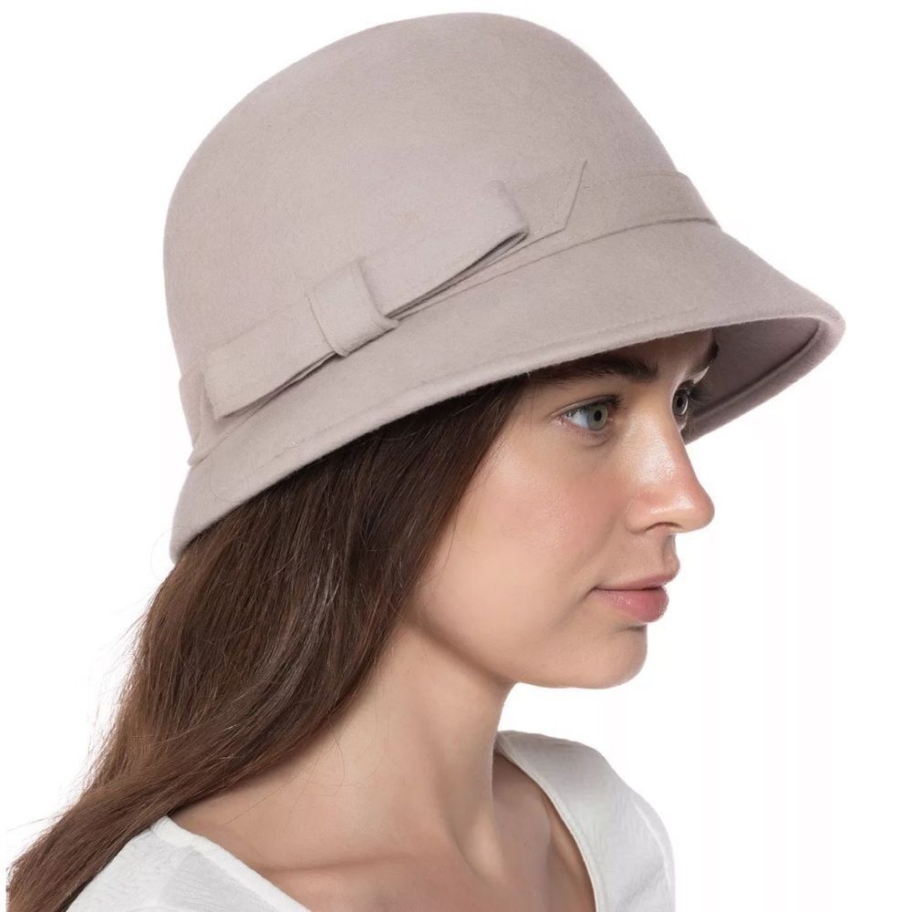 INC International Concepts Wool Stitched Cloche Hat Taupe. Read